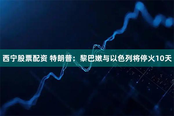 西宁股票配资 特朗普：黎巴嫩与以色列将停火10天